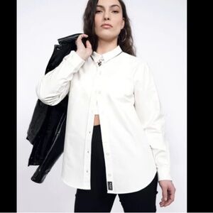 Wildfang Essential Corduroy Long Sleeve Button Up Shirt 2X Cream Western Plus